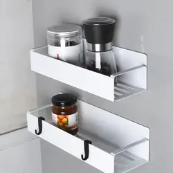 Magnetic Storage Rack Spice Jar Organizer Magnetic Spice Rack with Hooks for Refrigerator Kitchen Storage Shelf with Capacity