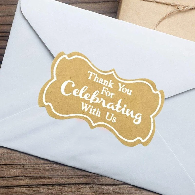 „Thank You for Celebrating with Us“-Aufkleber, 500 Stück/Rolle, Geschenkumschläge, Kekse