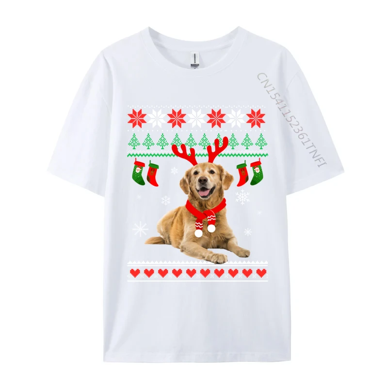 Funny Reindeer Golden Retriever Ugly Christmas Golden T-Shirts Prevalent Men's T Shirt Classic Tops T Shirt Cotton Funny