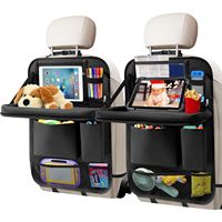 Car Backseat Storage Bag with Table board with foldable support surface with Tablet Stand Car Stowing Tidying Pocket Back