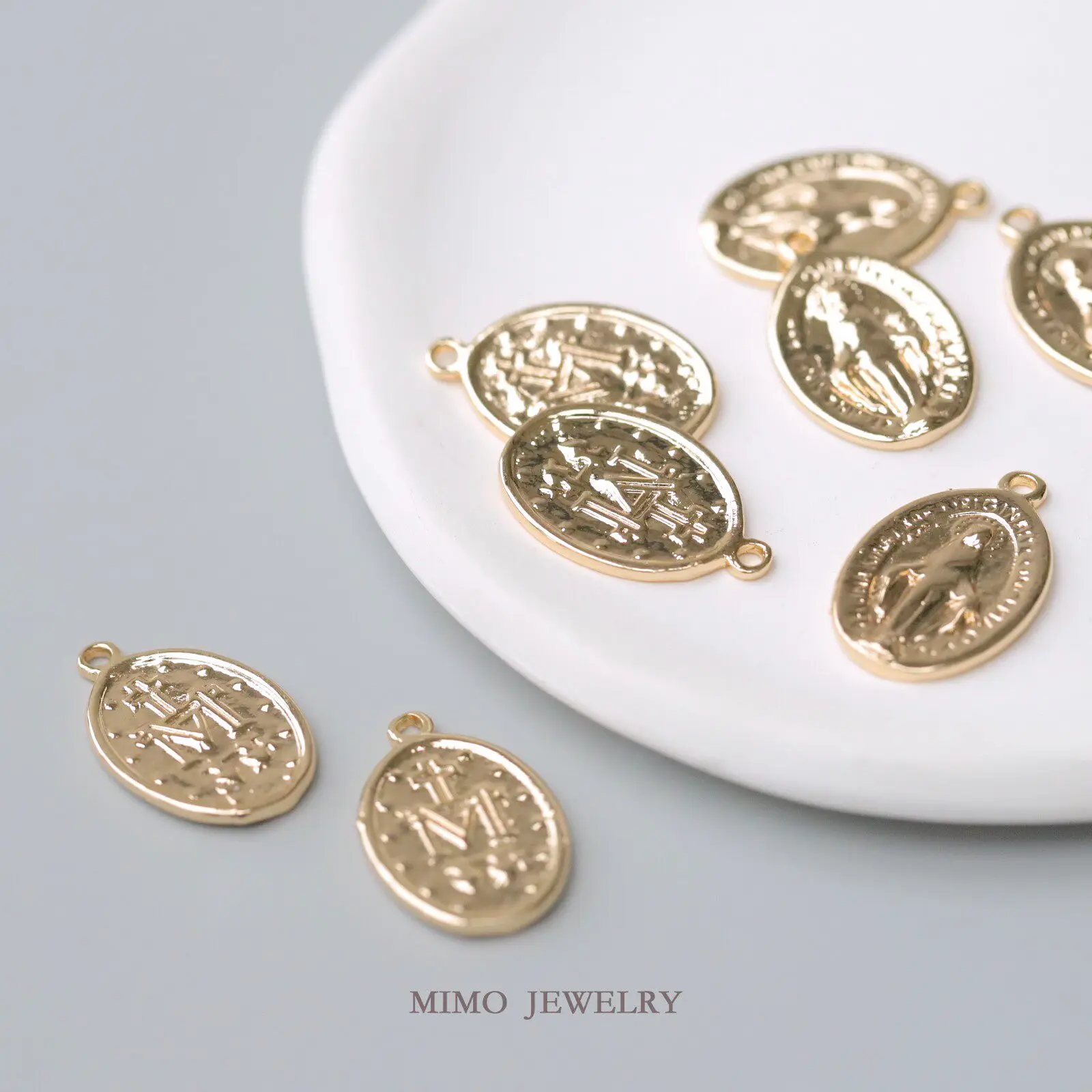 1pcs Copper Plated Gold Double Sided Muse Like Angel Oval Pendant Charms For Jewelry Making DIY Bracelet Accessories Findings