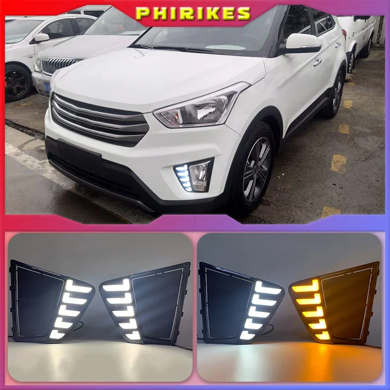 LED DRL Daytime Running Lights LED Day Lights for Car Special Hyundai IX25 Creta 2014 2015 2016 Replace Fog Lamp Cover Holes