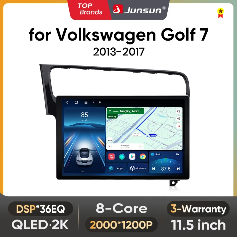 Autoradio Junsun 11.5 pollici QLED Android Wireless CarPlay per Volkswagen Golf 7 2013-2017 con sistemi intelligenti DSP SWC RDS