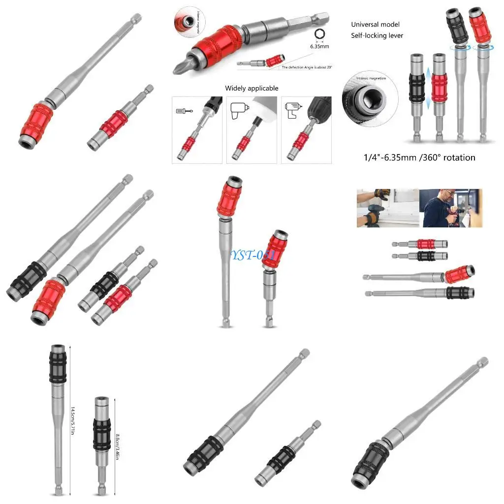 

E15A Screwdriver Holder 1/4Inch Head Extension Rod Screwdriver Rod Rotatable