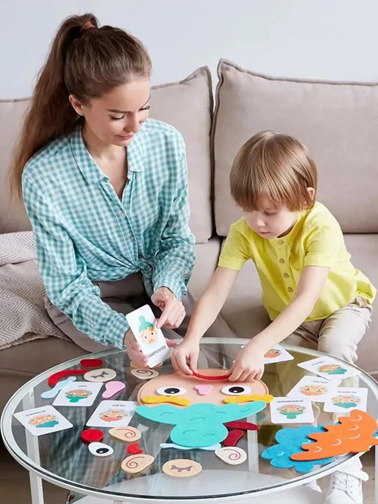 Facial Expression ของเล่นสําหรับเด็กเด็ก Interactive การเรียนรู้ปริศนา Montessori การจัดการอารมณ์การศึกษาการเรียนรู้ของเล่น