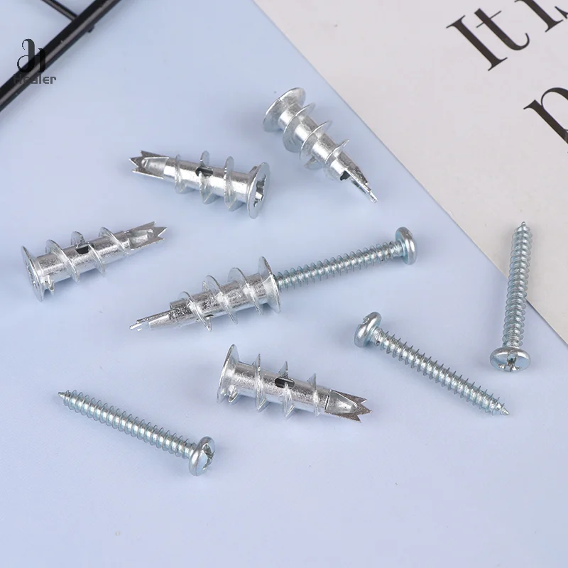 20/40/60Pcs Zinc Alloy Plasterboard Drywall Anchor Hollow Wall Self-drilling Wall Plug With Tapping Screw Drywall Bolt