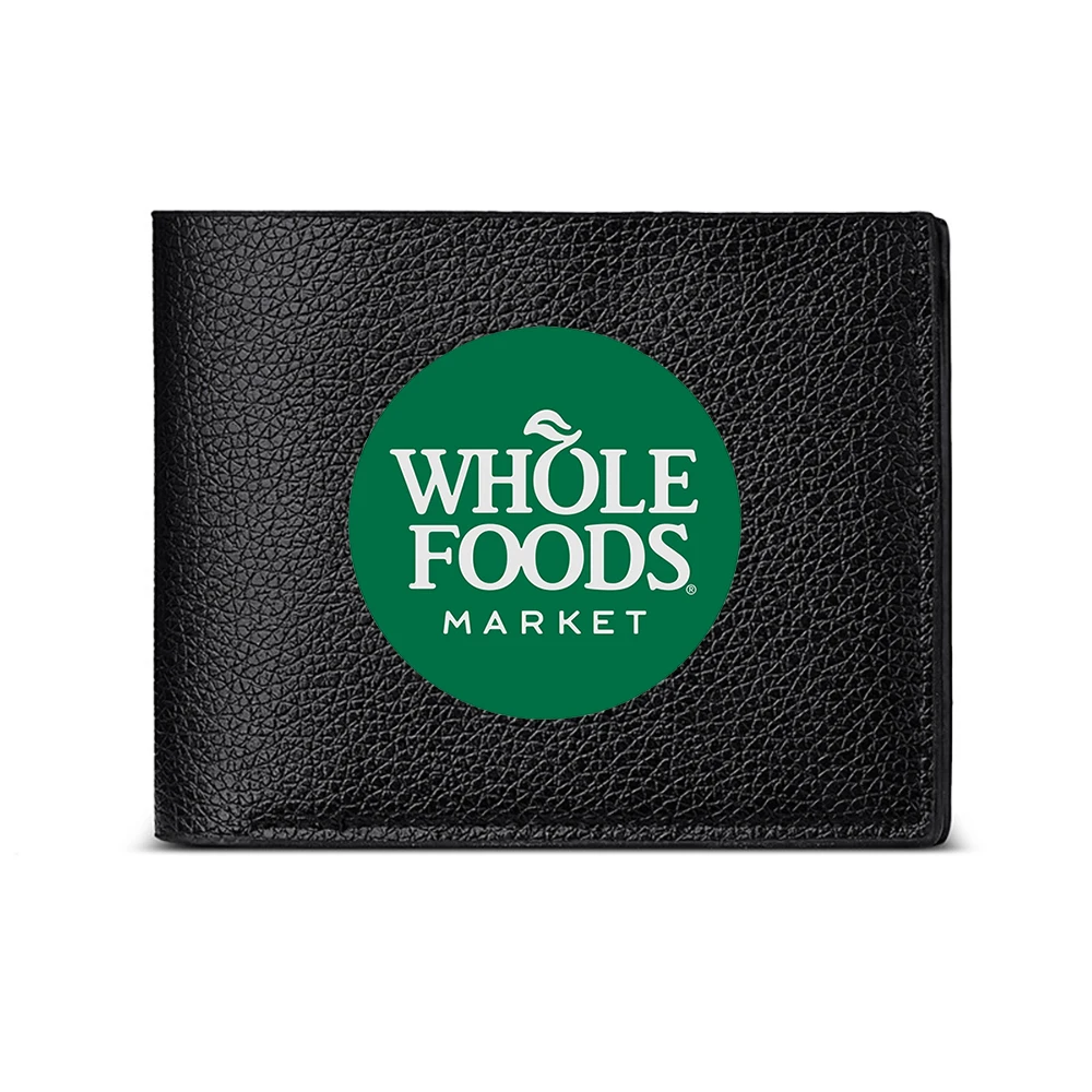 Whole Foods Market Green Circle Printed Men Bi Fold Wallet Card Holder Slim Casual Business Fashion Purse For Daily Use