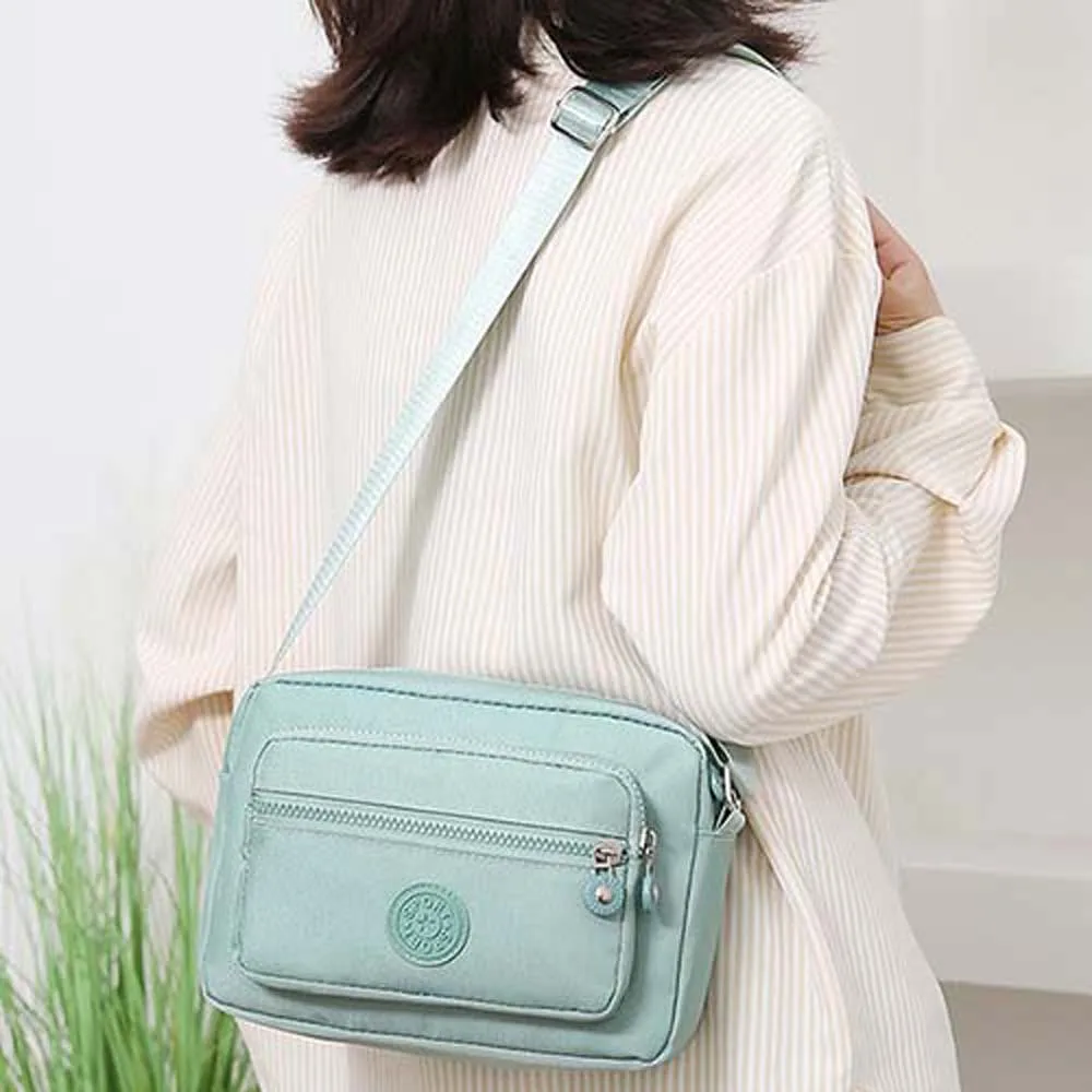 Wide Strap Nylon Square Bag Soft Japanese Style Middle-aged Crossbody Bag Solid Color Anti-Splash Casual Pouch School