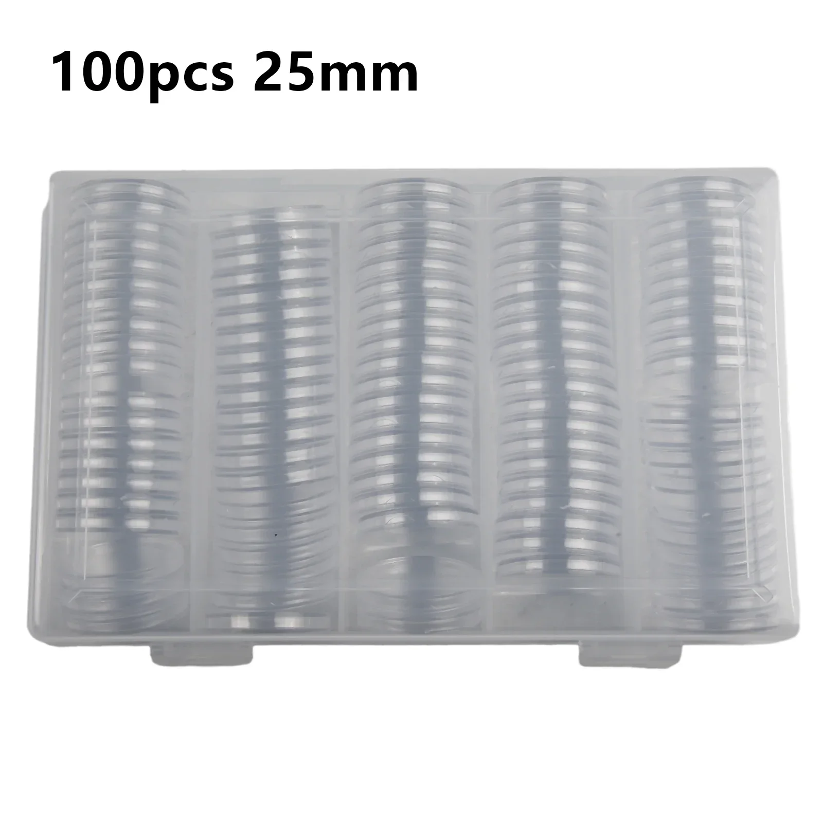 100X 25mm Coin Capsules Round Plastic Coin Holder Boxes Case Container With Storage Organizer Boxes For Coin Collection Supplies