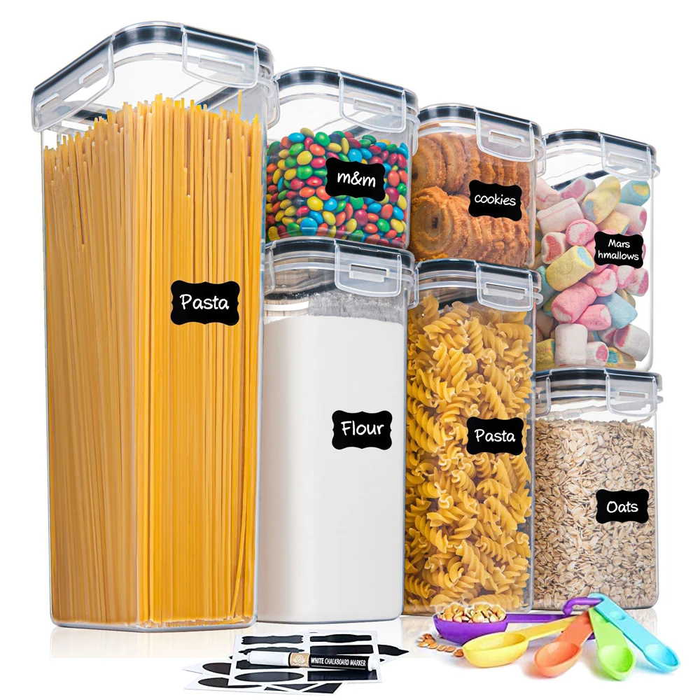 Plastic Food Storage Container with Lid, Kitchen Organizer, Jars for Bulk Cereals, Pantry Organizer, Home Use