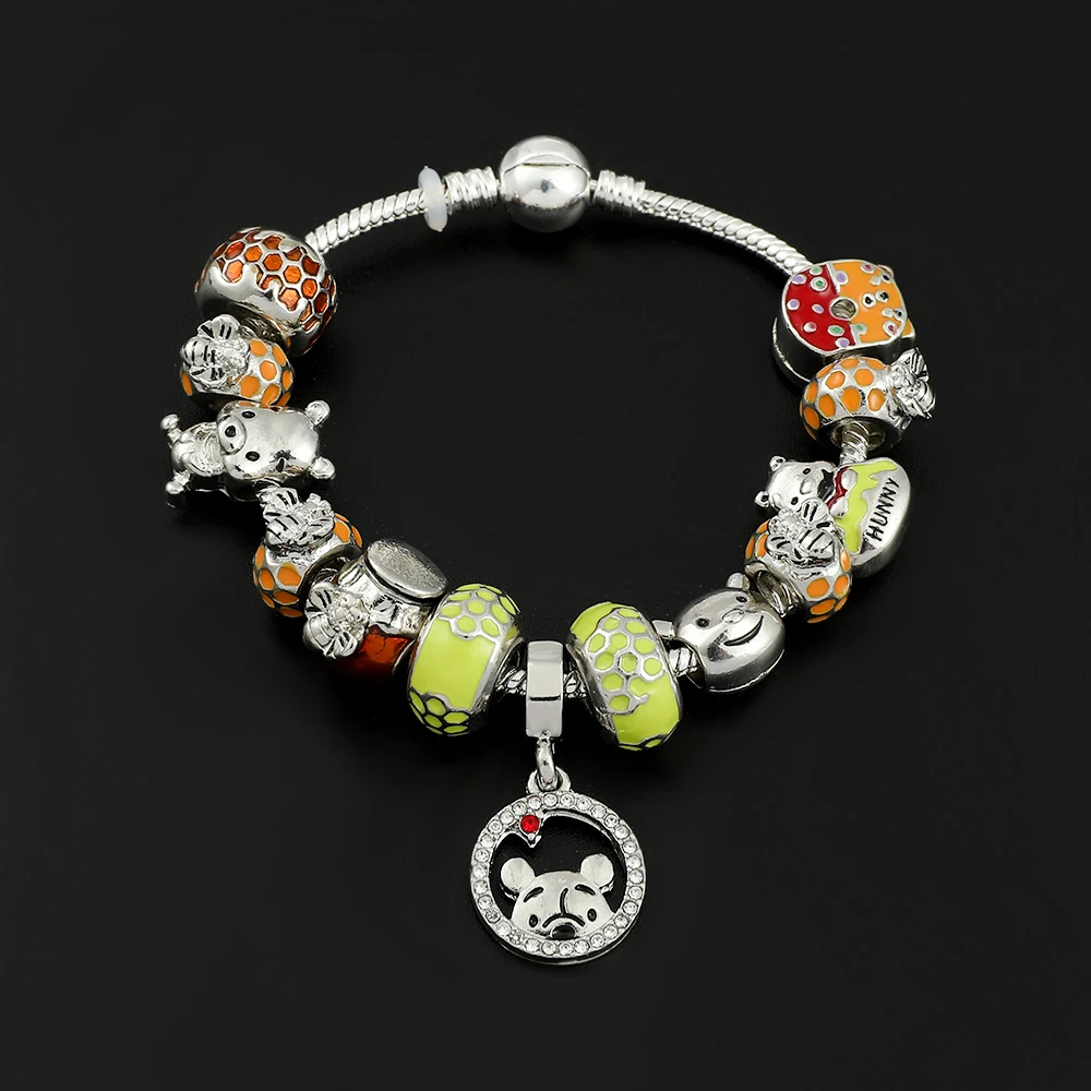 Cross-Border Cartoon Cute Lovely Fashion Diy Beaded Panjia Bracelet Zinc Alloy Dripping Oil Jewelry