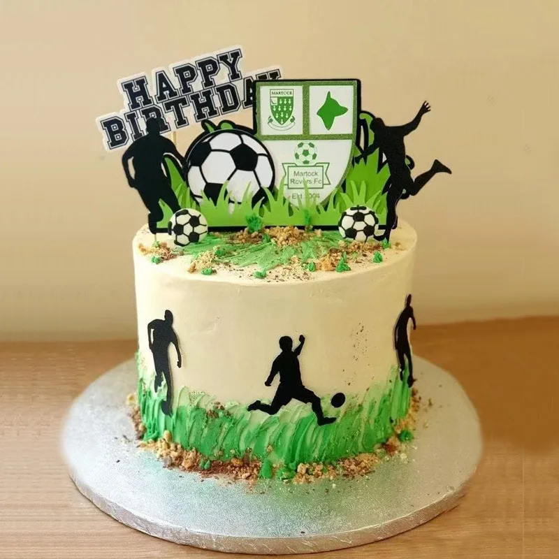 Football Star Cake Topper Happy Birthday Soccer Sports Ball Net Kids Party Baby Shower Cupcake Decoration Baking Supplies DIY