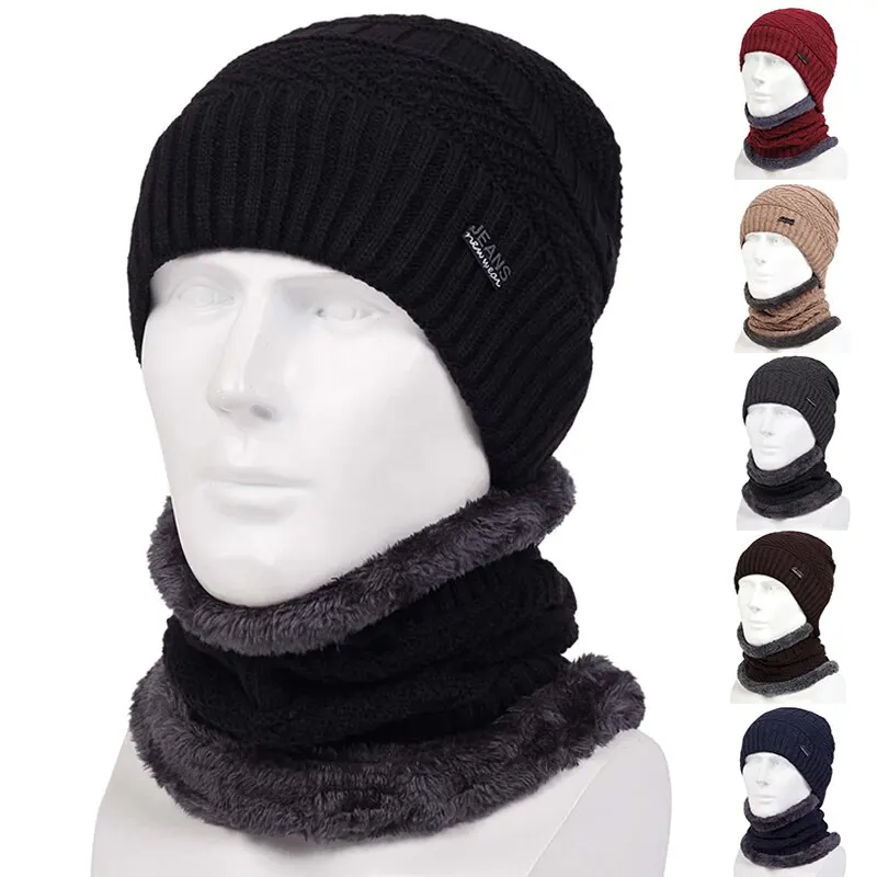 Winter männer hüte ohr schutz warm dicke strick mütze unisex schal wind dichte basecap für outdoor