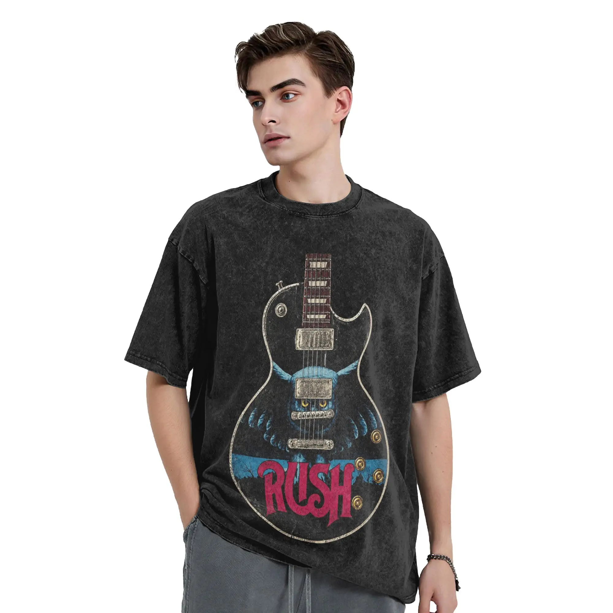 Washed T Shirts Rock Rush Fifty Something Hip Hop T-Shirt Oversize  Streetwear Short Sleeve Printed Tops Tees for Men Women