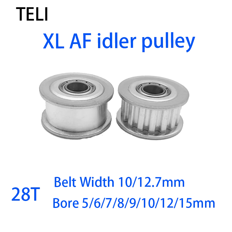 

XL Timing Pulley idler pulley 28 Teeth AF Type Bore 5/6/7/8/9/10/12/15mm for XL Belt Width 10/12.7mm 28 toothed belt bearing