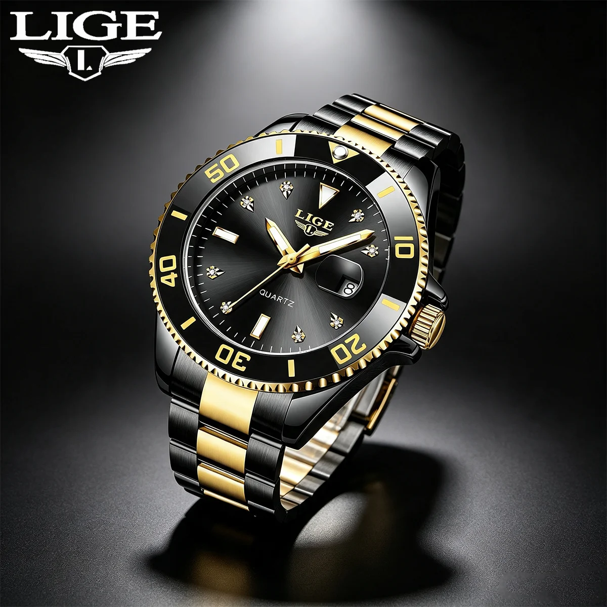 LIGE Top Brand Luxury Men Watches Fashion Diver 30ATM Waterproof Wristwatch Date Clock Sport Quartz Watches Mens Orologio Uomo