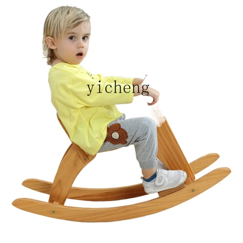 

XL Pure Solid Wood Children's Trojan Baby Rocking Horse Wooden Rocking Chair Baby Rocking Horse Car