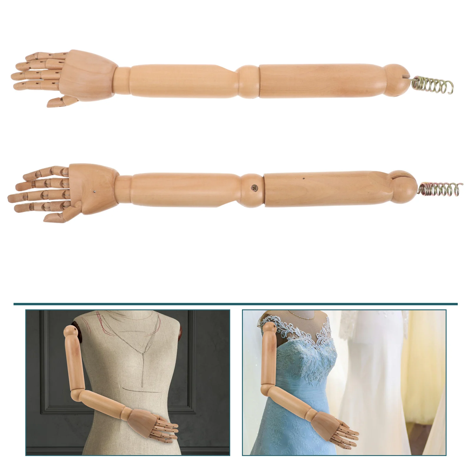 

1Pair Realistic Wooden Mannequin Arm Replacement Light Brown Poseable Flexible Joints for Clothing Display Art Drawing Jewelry
