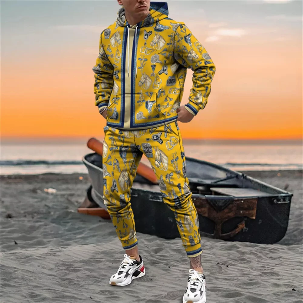 

Hot 3D Print Men's Hoodie Pants 2-Piece Outfits Autumn/Winter Men's/Women's Hooded Sweatshirt Sets Oversized Tracksuit Suits