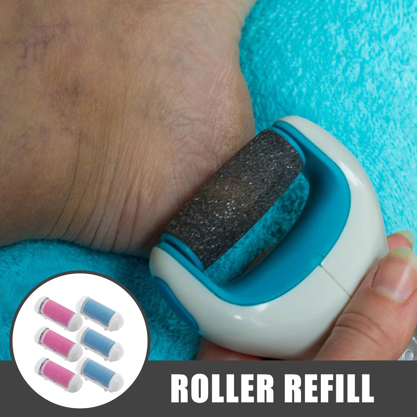 

6pcs Replacement Roller Heads For Electric Foot Exfoliator Water Resistant Dead Skin Removal Callus Grinder Pink Blue Foot Care