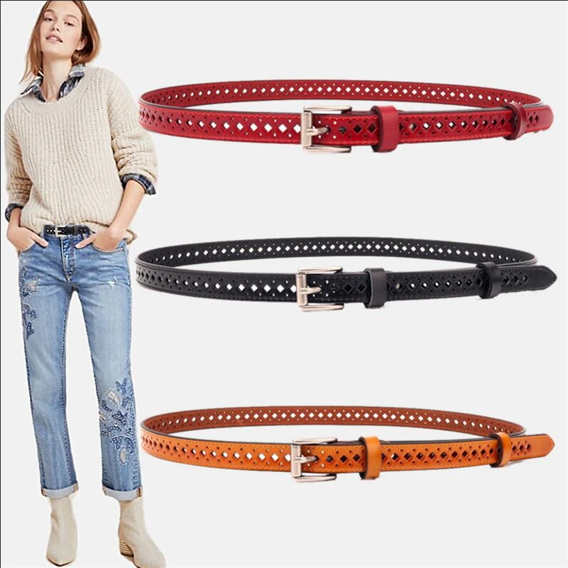 

New Fashion Wide Genuine Leather cowhid Belt Women Without Drilling Luxury Jeans Belts Female Top Quality Straps Hollow Ceinture