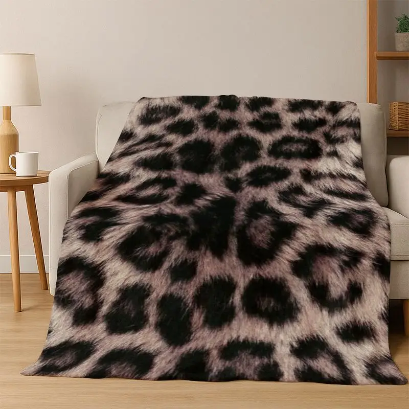 luxurious Leopard Tiger Print Beast Fur Flannel Blanket Soft Warm Throw Blanket for Bedroom Living Room Bed Travel Camping Gift