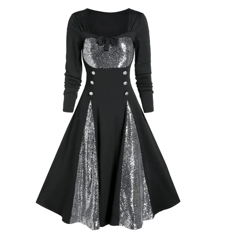 

Women Gothic Lolita Palace Dress Halloween Carnival Party Cosplay Costumes Lace Splicing Long Sleeve Lady Dresses