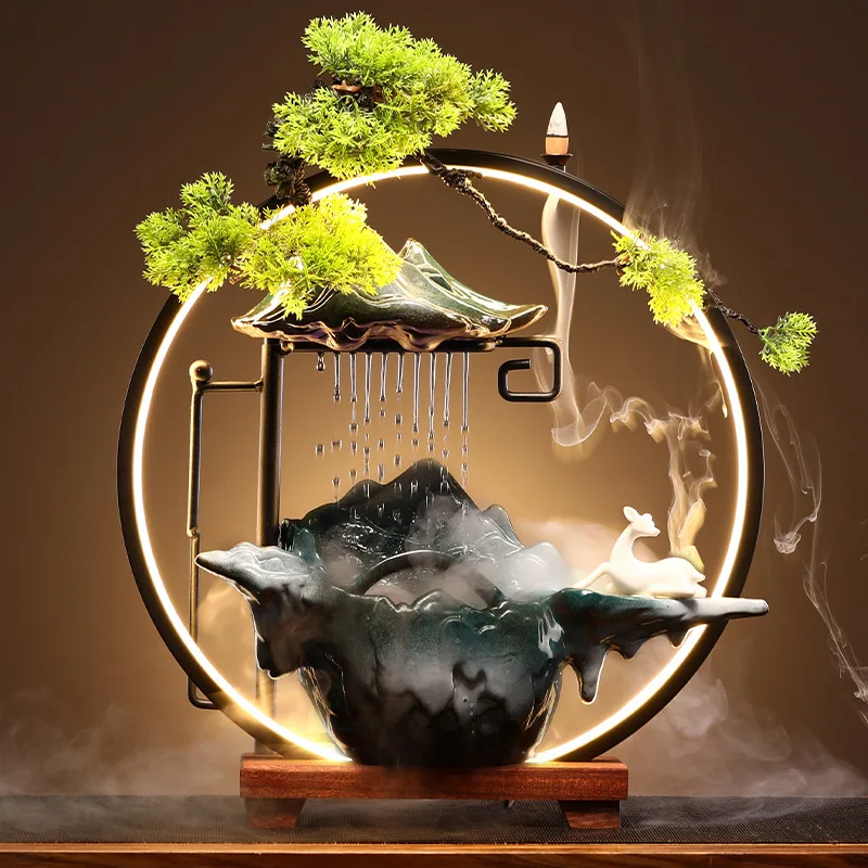 Chinese-style ceramics, flowing water lucky home ornaments, living room office desktop fountain humidifier, store opening gifts