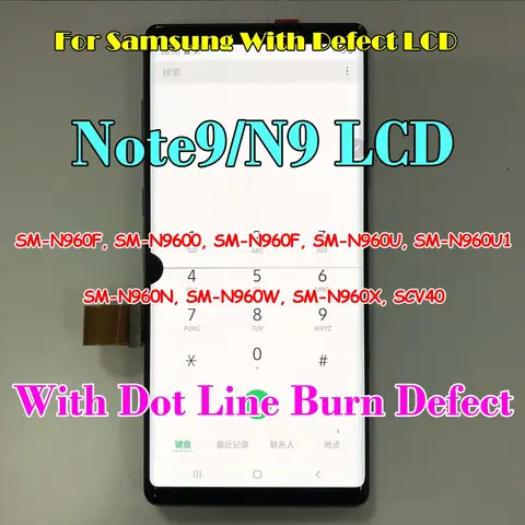 AMOLED With Defect For Samsung Note 9 N9600 N960U Display LCD Touch Screen Digitizer Assembly For Samsung Note9 LCD Replacement