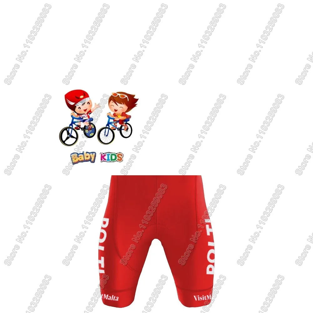 Kids Polti Visitmalta 2025 Team Cycling Jersey Set Boy Girls Cycling Italy Clothing Children Road Bike Shirt Suit Bicycle Pants