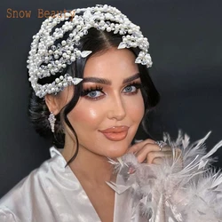 DZ076 Gorgeous Wedding Headpiece Pearl Bride Hair Jewelry Bridal Prom Girl Hair Accessories Headband Crystal Women Headdress