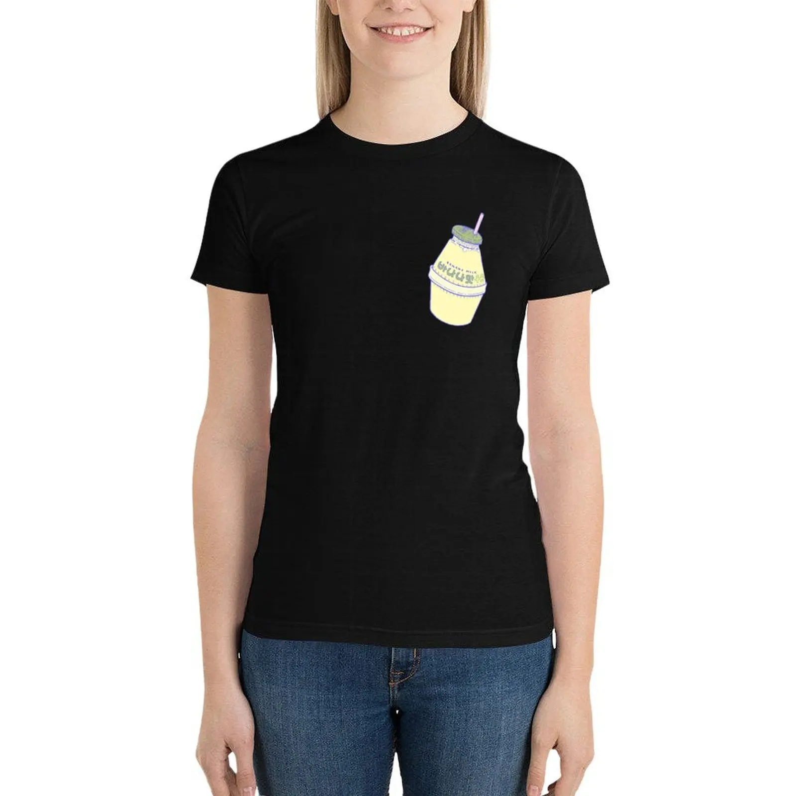 T-shirt com leite de banana para mulheres, roupas vintage, camisetas kawaii, roupas de senhora