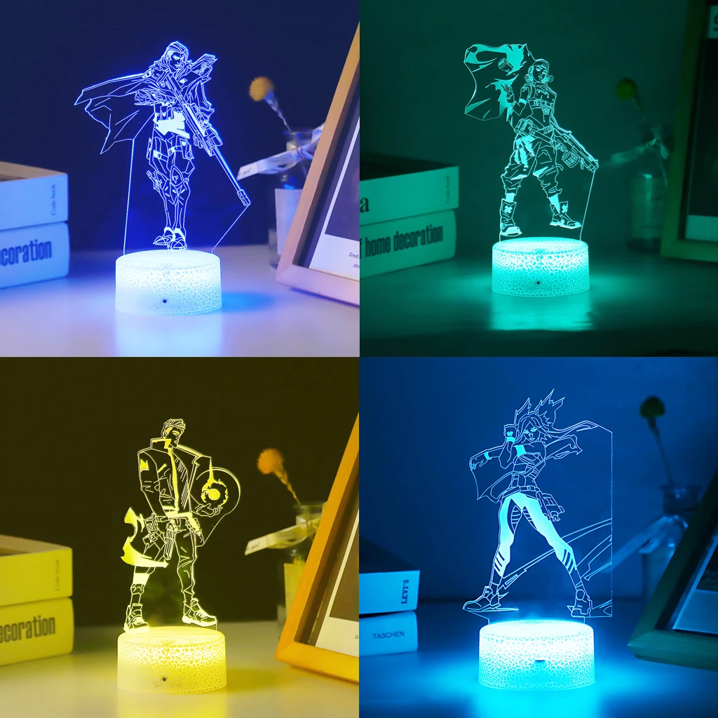 

Anime Led Light Valorant Figure Raze Phoenix For Bedroom Decorative Night Light Birthday Gift Kids Room 3d Table Lamp Manga Neon