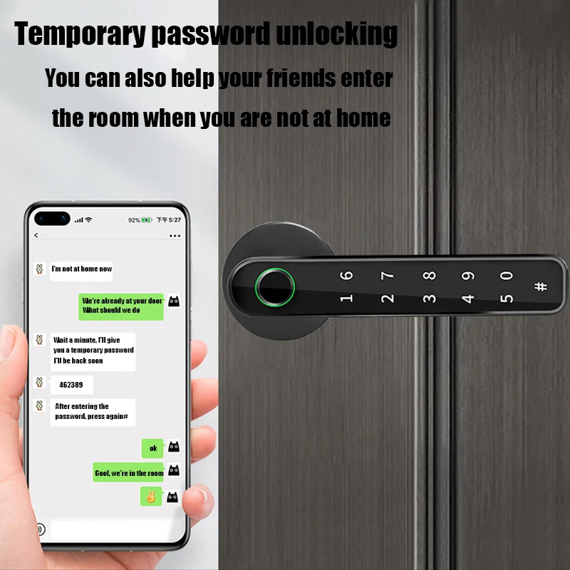 PHIPULO Tuya APP Remote Control Smart Fingerprint Password Lock Electric Biometrics Code Number Single Latch Door Lock With Key