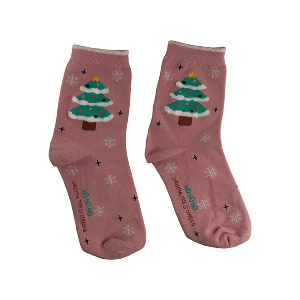 Harajuku Cotton Christmas Socks Gingerbread Man Santa Claus Cartoon Hosiery Korean Style Cloth Accessories Mid-Tube Socks Girls