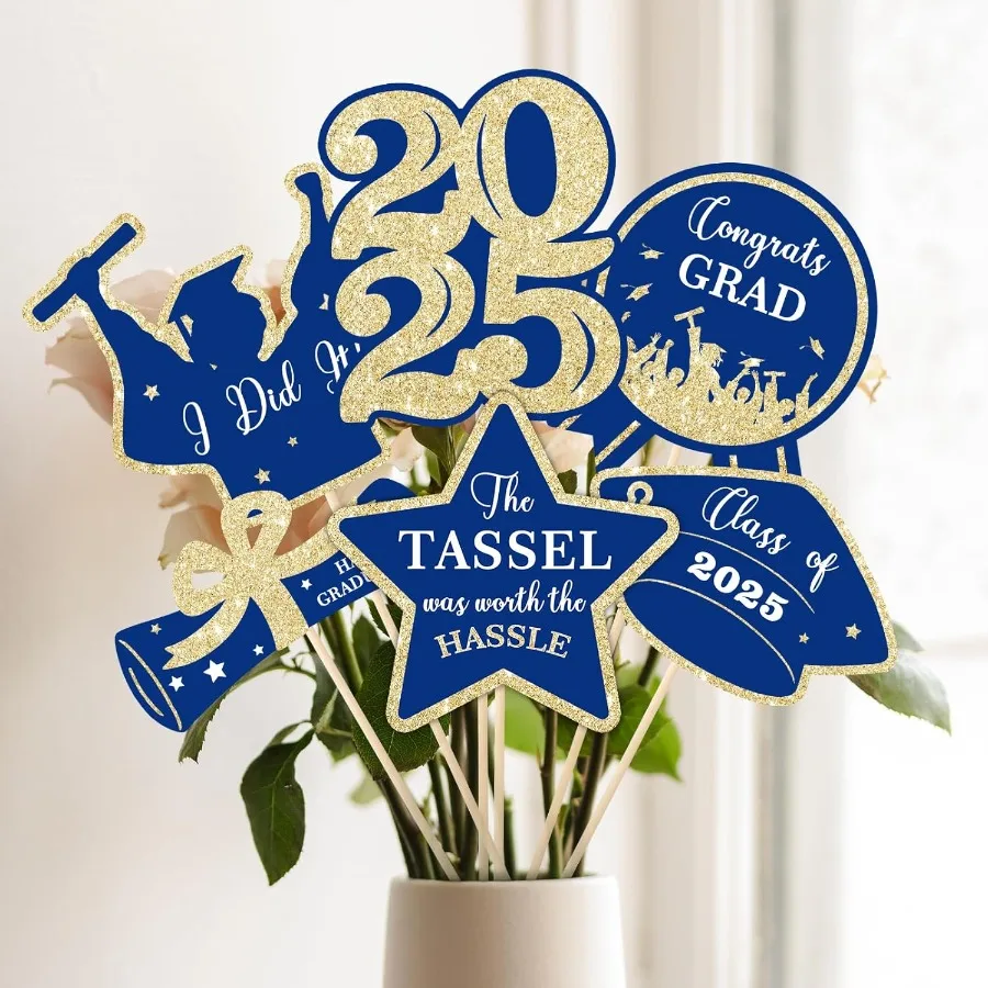 2025년 졸업 파티 장식 테이블 센터피스 스틱 졸업 파티 용품 반짝이는 테이블 토퍼 장식