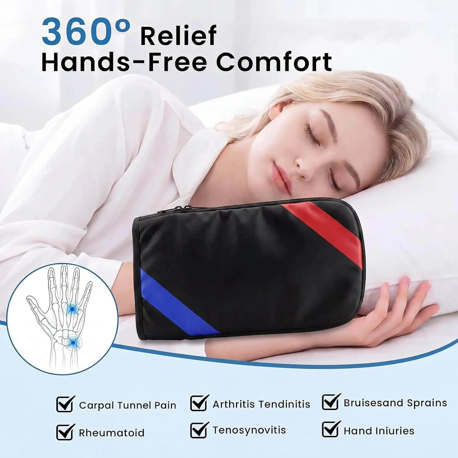 Reusable Ice Therapy Glove for Hand Pain Relief, Full Coverage Comfort Wrap for Fingers, Palm and Wrist Support