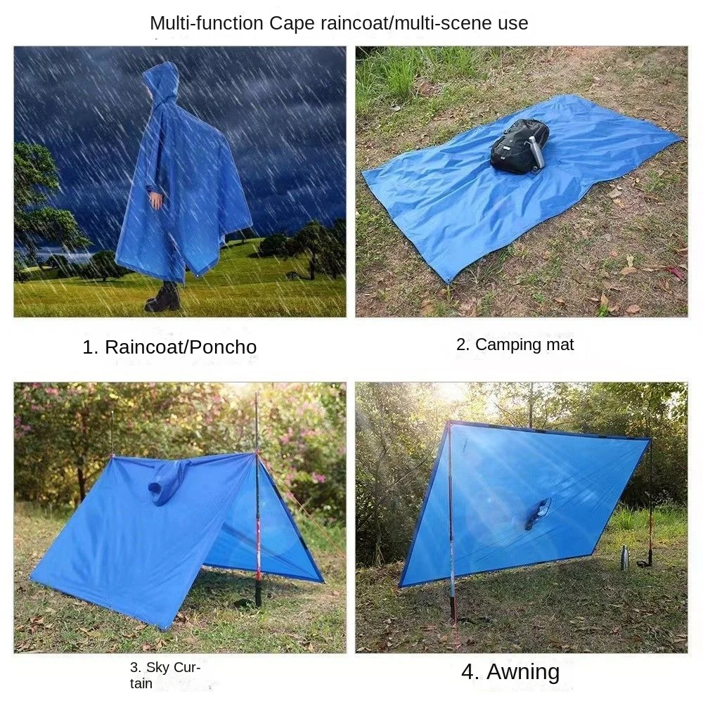 New 3 in 1 Outdoor Raincoat Hooded Sleeve Multifunction Rain Cover Portable Waterproof Rain Poncho Hiking Travel