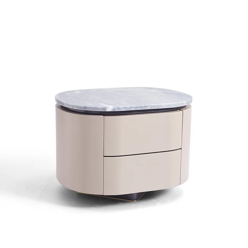 طاولة بجانب السرير إيطالية بسيطة لغرفة النوم، تصميم جديد متخصص، خزانة خبز من الخشب الصلب والرخام الراقية #3