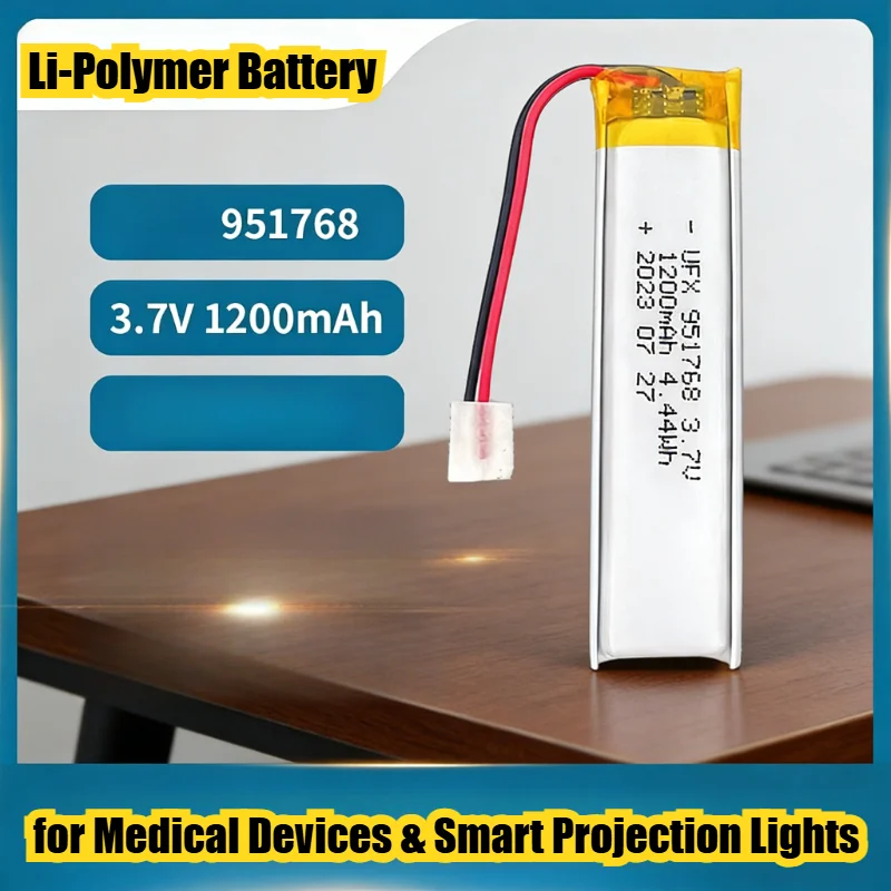 

Литий-полимерный аккумулятор 1200 мАч 3.7В 951768, перезаряжаемый блок питания для медицинских устройств и умных проекторов, высококачественная энергия