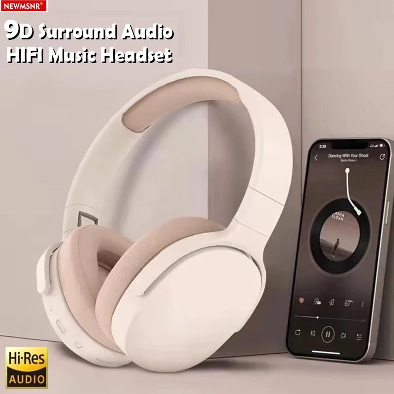 9D Surround Sound Wireless Bluetooth Headphones Over Ear Headsets True Sports Earphones Support TF/AUX Music Player with HD Mic