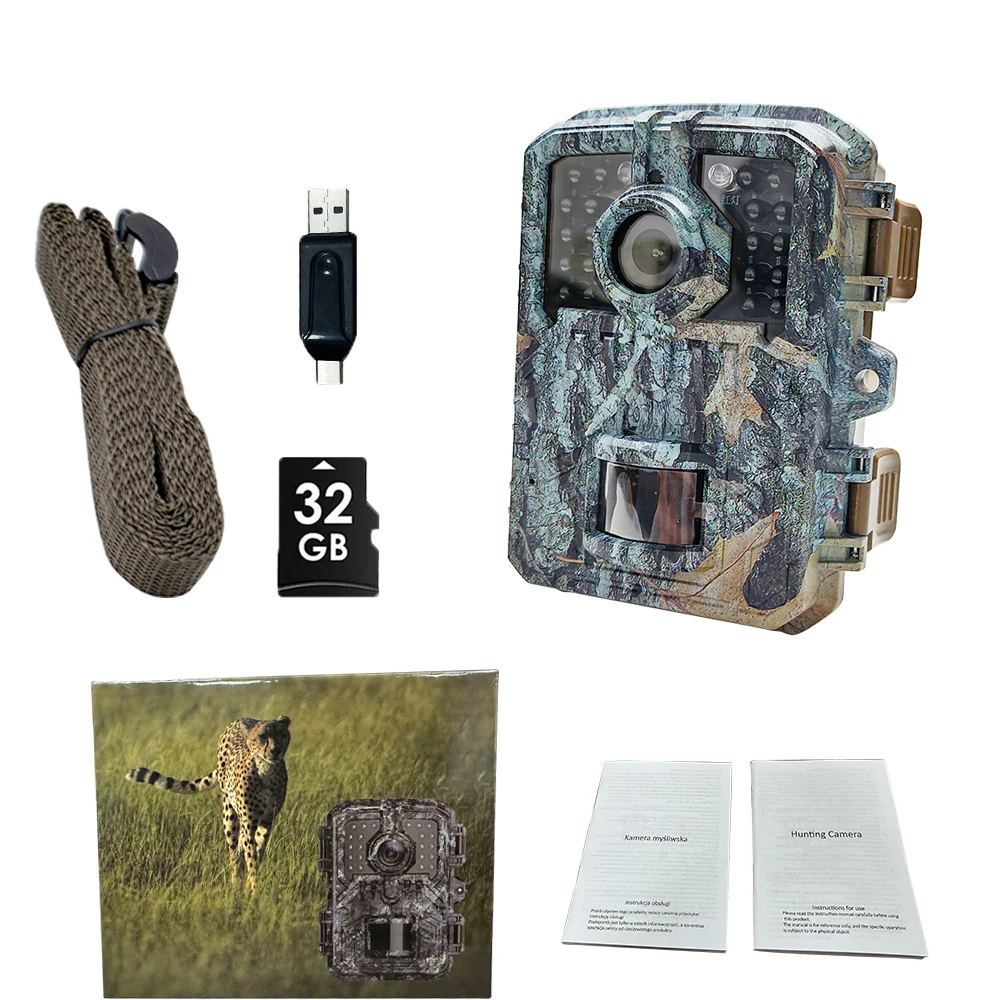 Mini caméra de chasse 16MP, détecteur d'animaux sauvages HD, surveillance étanche, détection de chaleur infrarouge, Vision nocturne, caméra de piste en plein air
