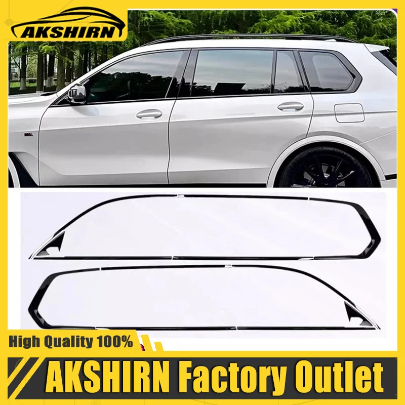 

Black Steel shchcg Window Molding Frame Strips Trim Cover For BMW X7 G07 2019-2023