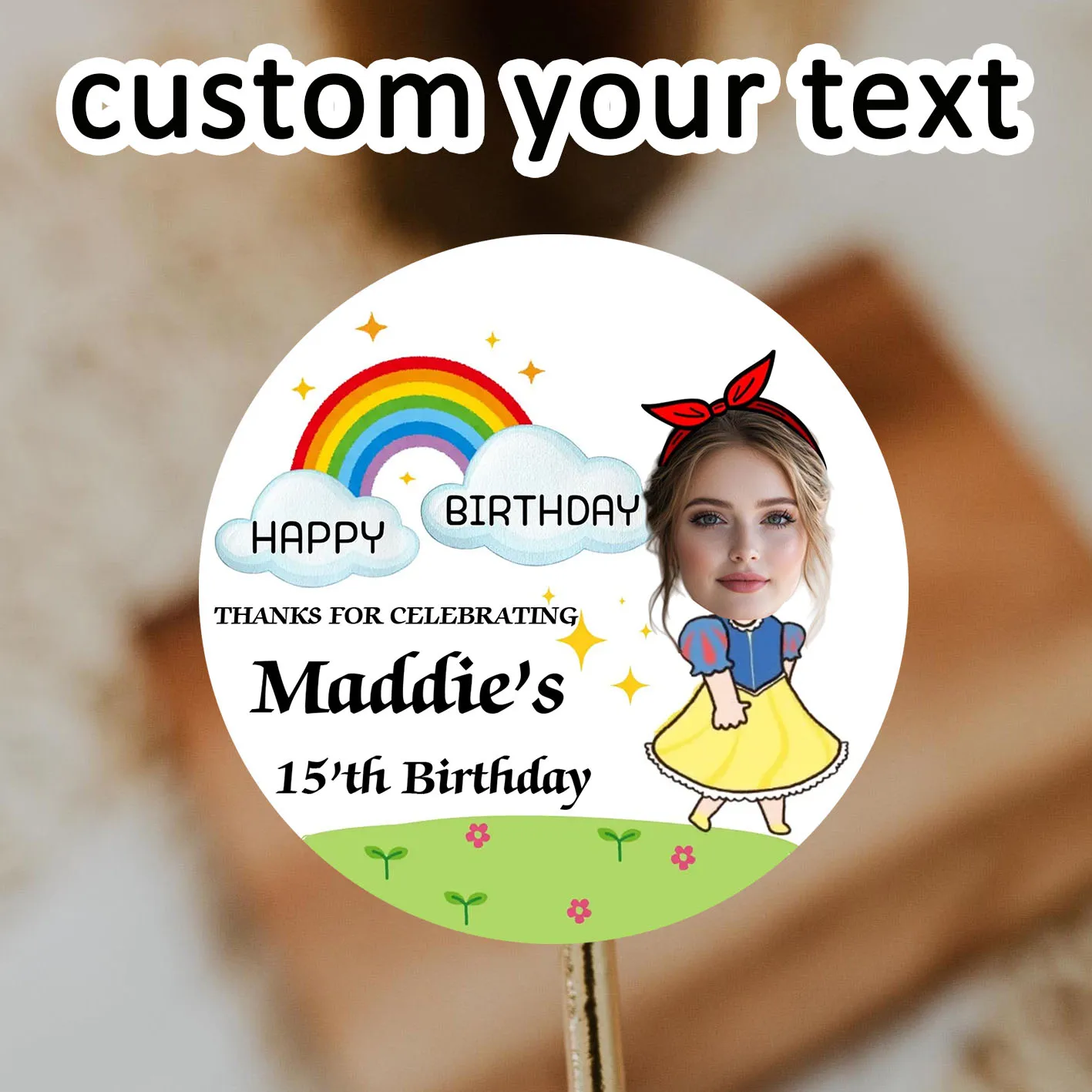

90pcs customized personalized name and birthday stickers (for parties and gift wrapping)