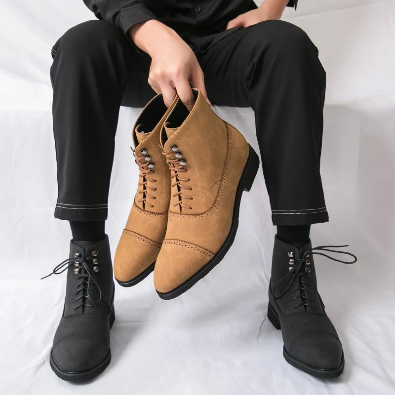 

Men's autumn and winter New boots Leisure British style Party or work business 38-46 High quality high top shoes plus size