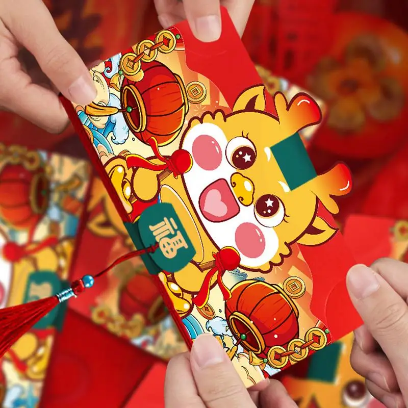 Dobrável dourado dinheiro do ano novo chinês, realocação da sorte, envelope vermelho, bênção tradicional, slot para cartão dobrável, presente do festival