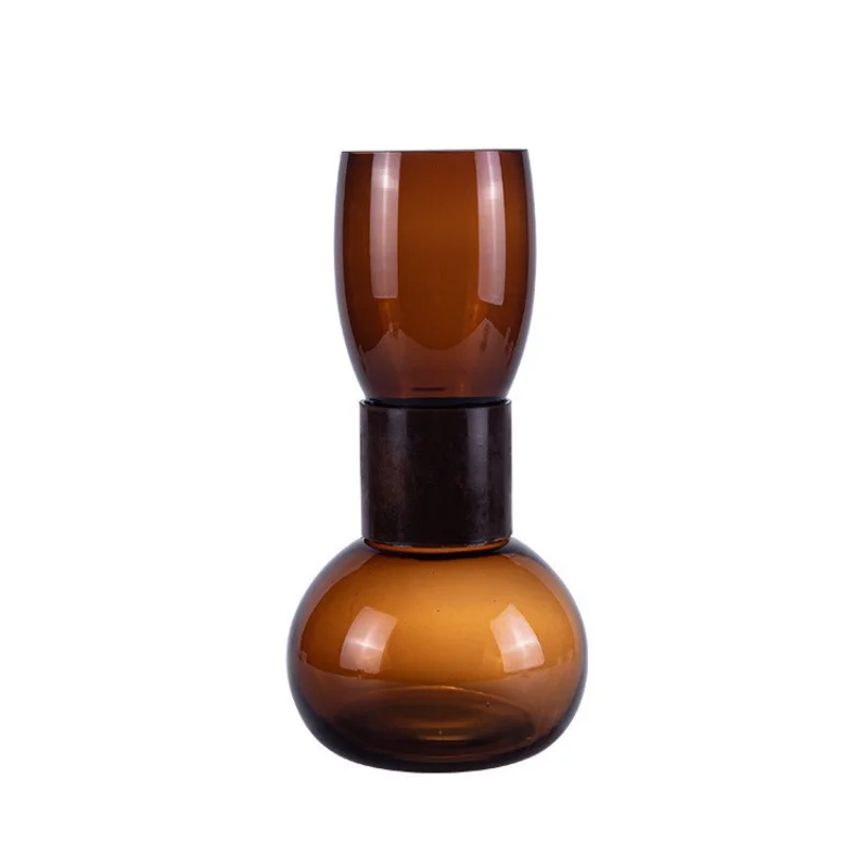 

Modern light luxury glass vase, creative art flower ornament insert dried flower hydroponic dining table ornament