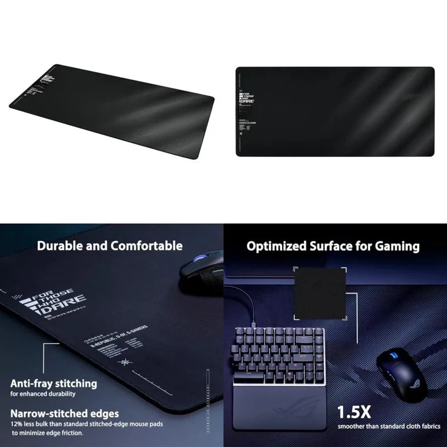 

XXL Gaming Mouse Pad – 35.4” x 15.7”, Advanced Cooling Fabric, 1.5X Smoother Textile-Weave Surface, Flat-Stitched Durable Edges, Non-Slip Base - Black