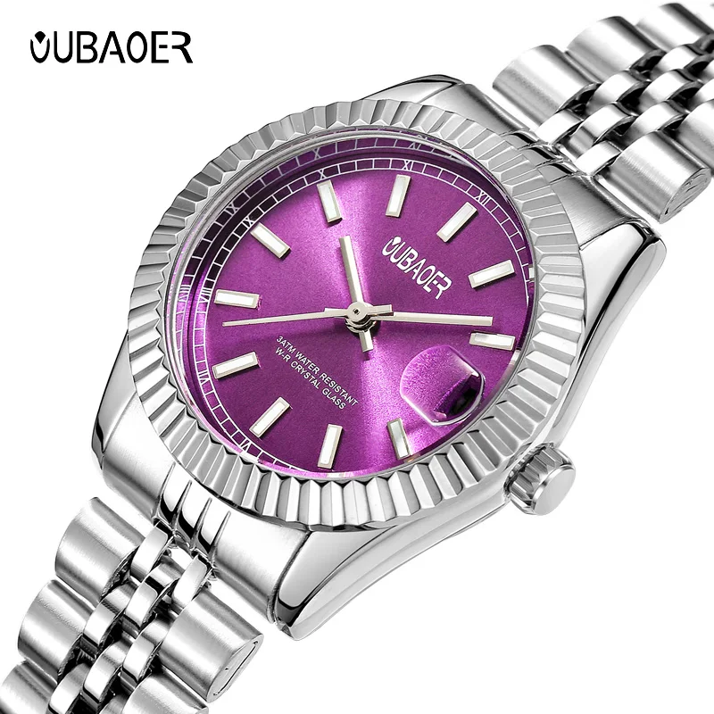 

OUBAOER Women's Watches Top Brand Original Quartz Ladies Watch Luxury Bezel Diamond Wristwatch Waterproof Enlarge Date Gift Set