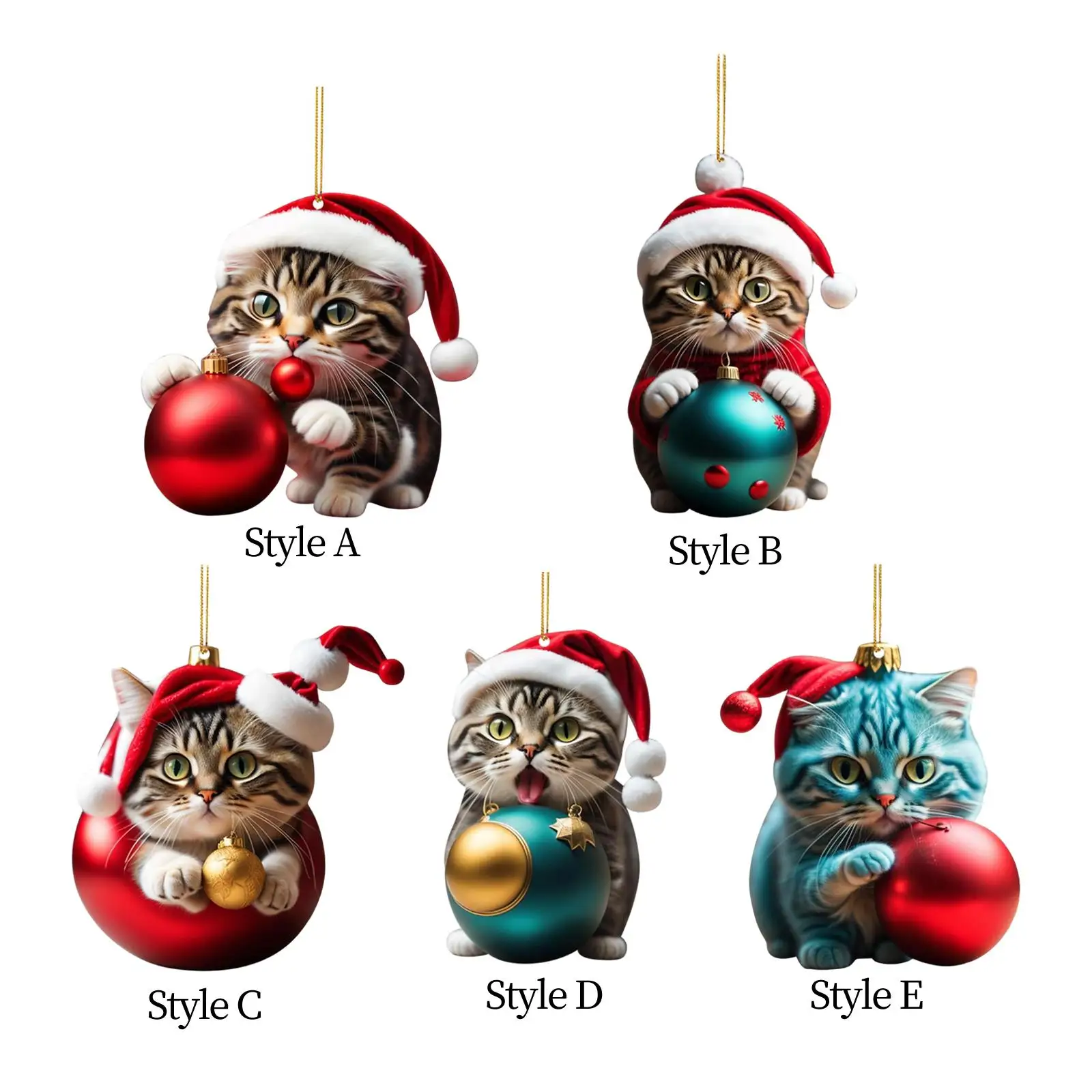 2023 Christmas Cat Ornaments Fireplace Party Xmas Tree Hanging Decoration